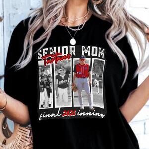 Senior Baseball Mom Shirt 2026 Photo Collage Sports Tee